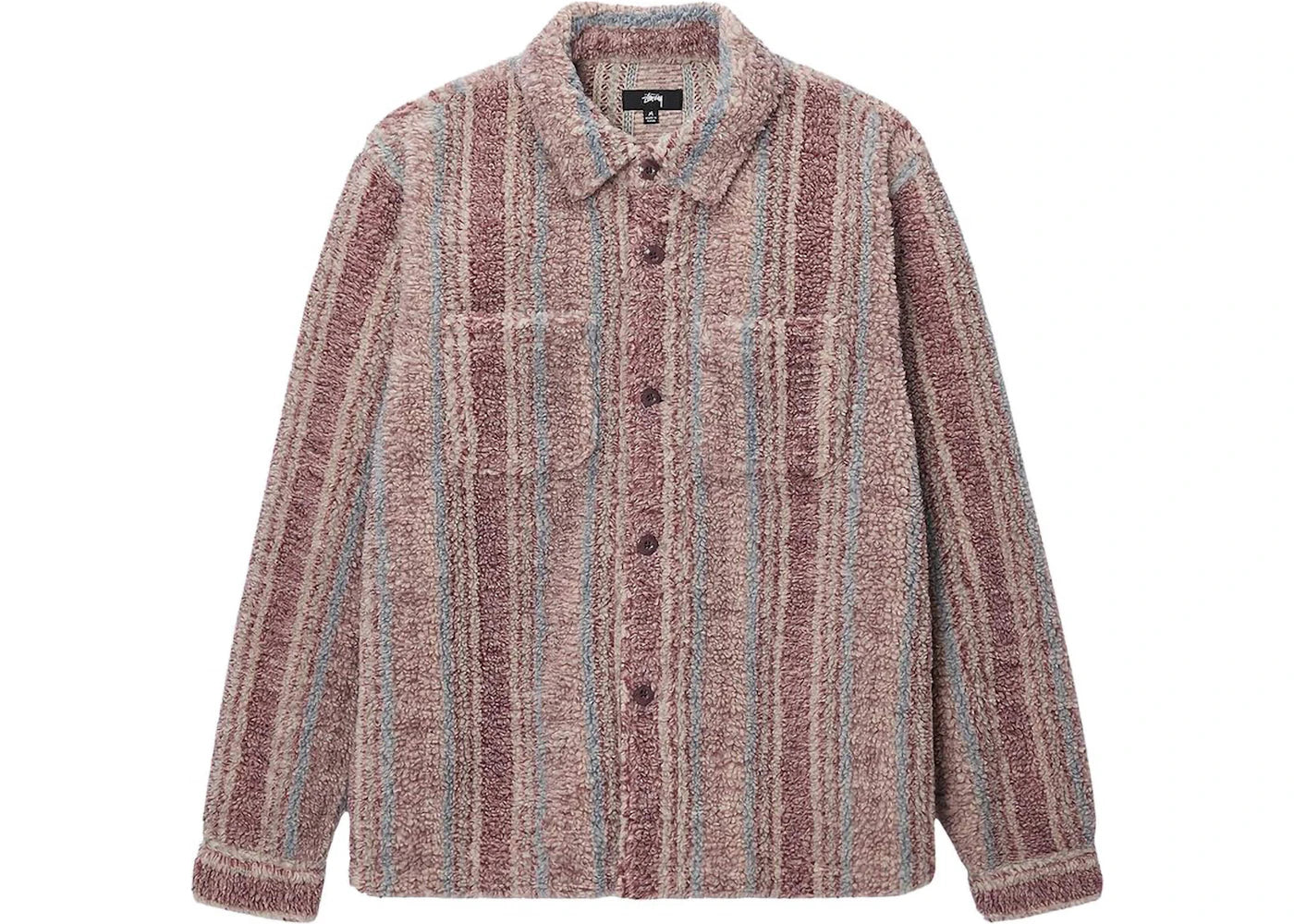 Stussy Stripe Sherpa Shirt Berry