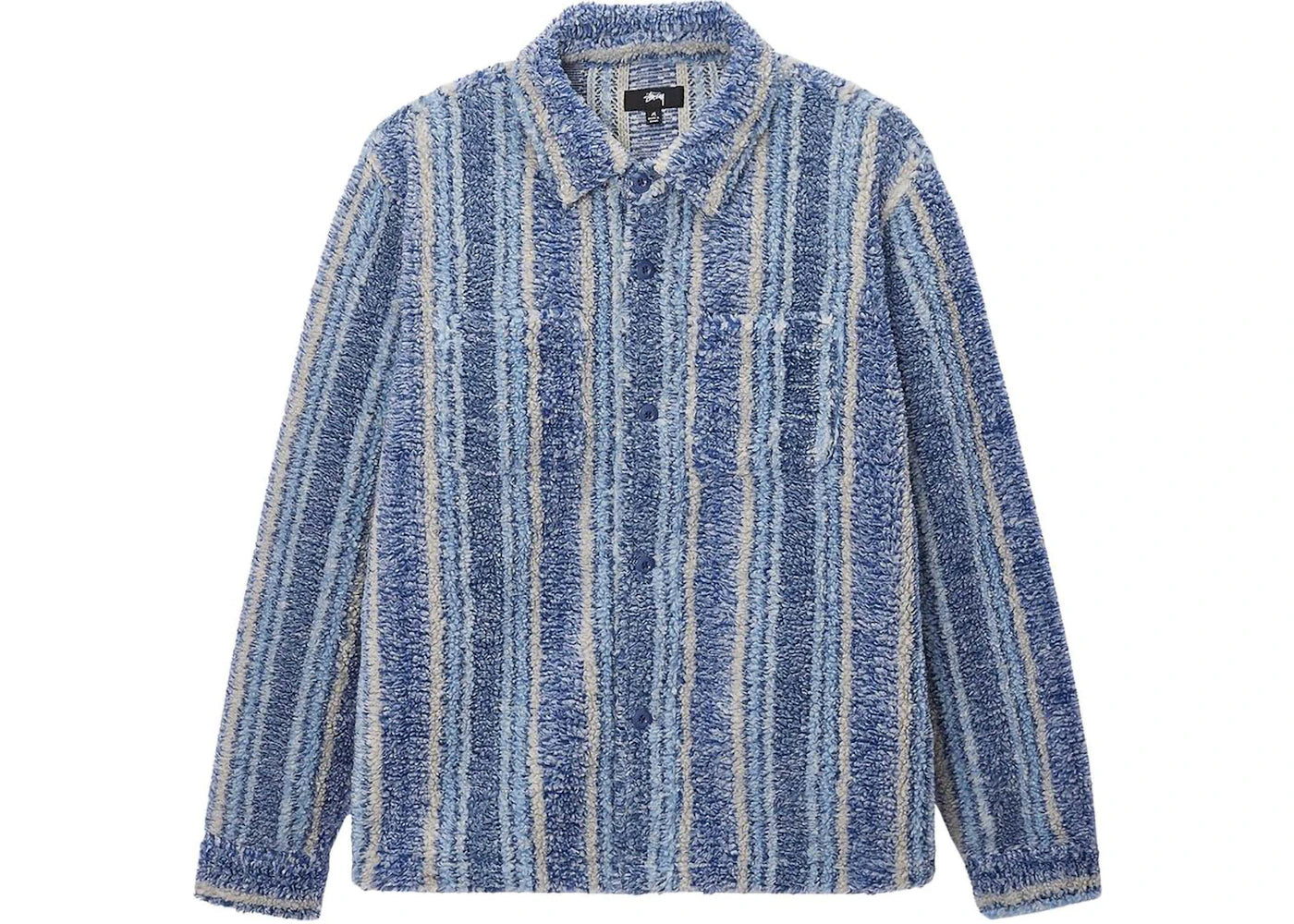 Stussy Stripe Sherpa Shirt Blue