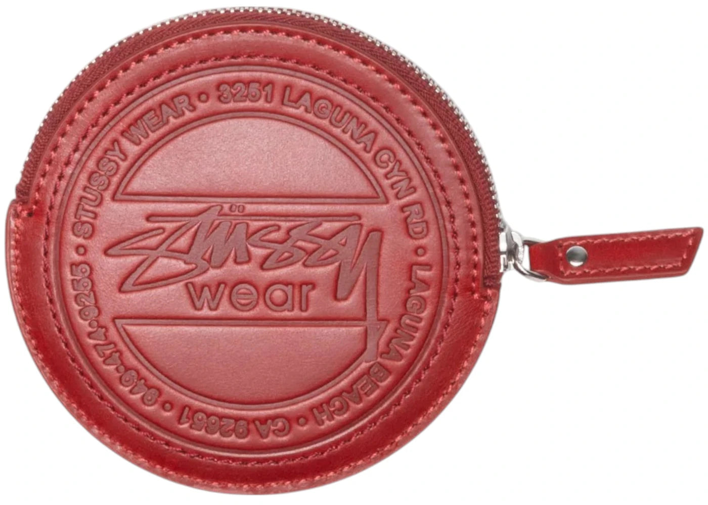 Stussy Surf Dot Leather Pouch Fire Red