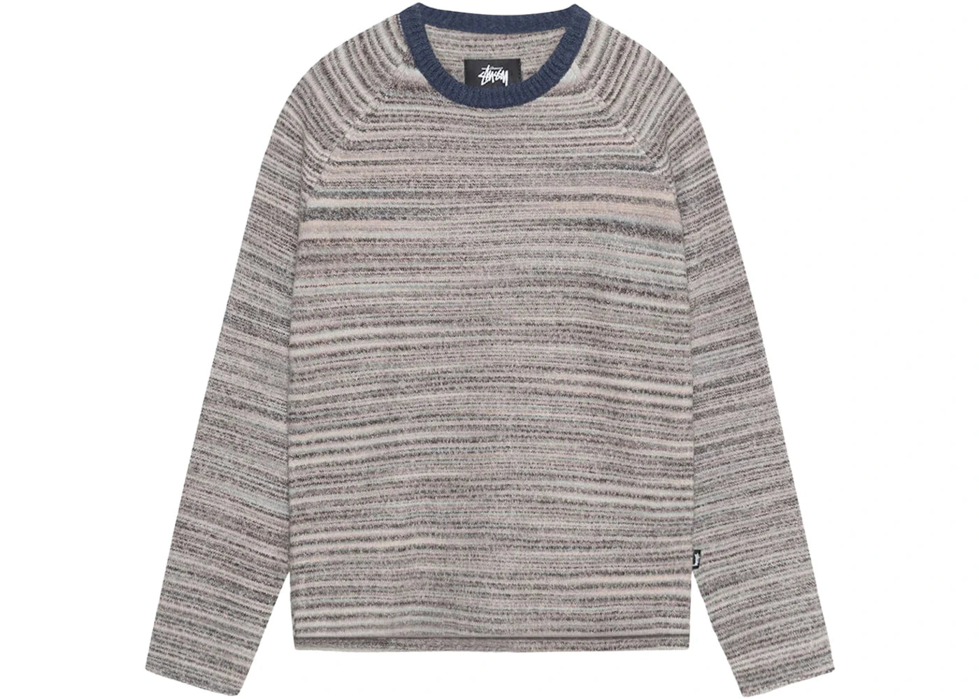 Stussy Textured Knit Contrast Collar Crew Grey Multi