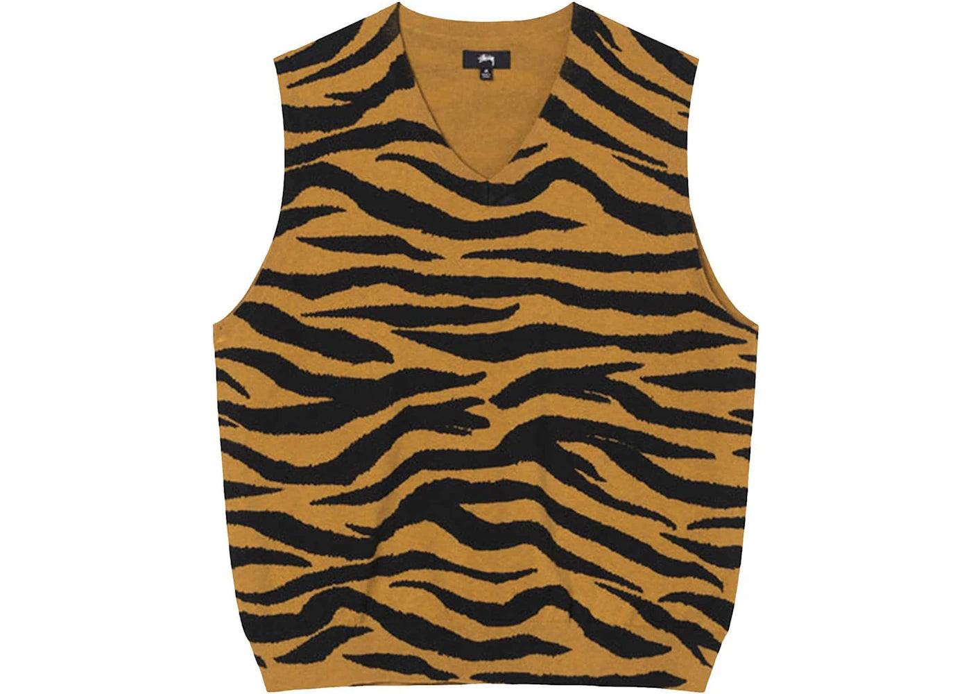 Stussy Tiger Printed Sweater Vest Mustard
