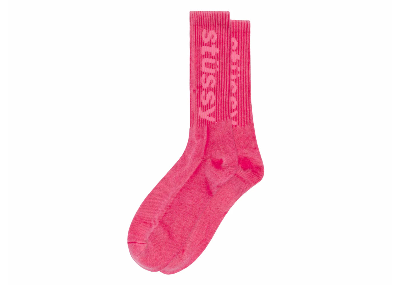 Stussy Washed Helvetica Crew Sock Hot Pink