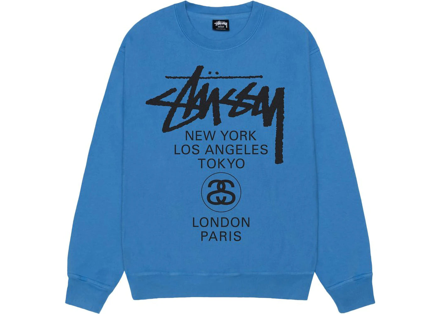 Stussy World Tour Pigment Dyed Crewneck Blue