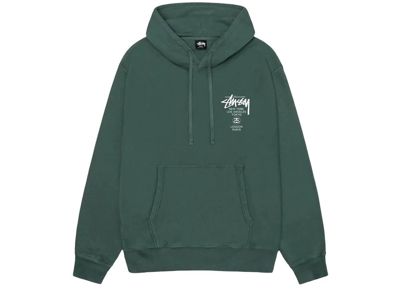 Stussy World Tour Pigment Dyed Hoodie Forest