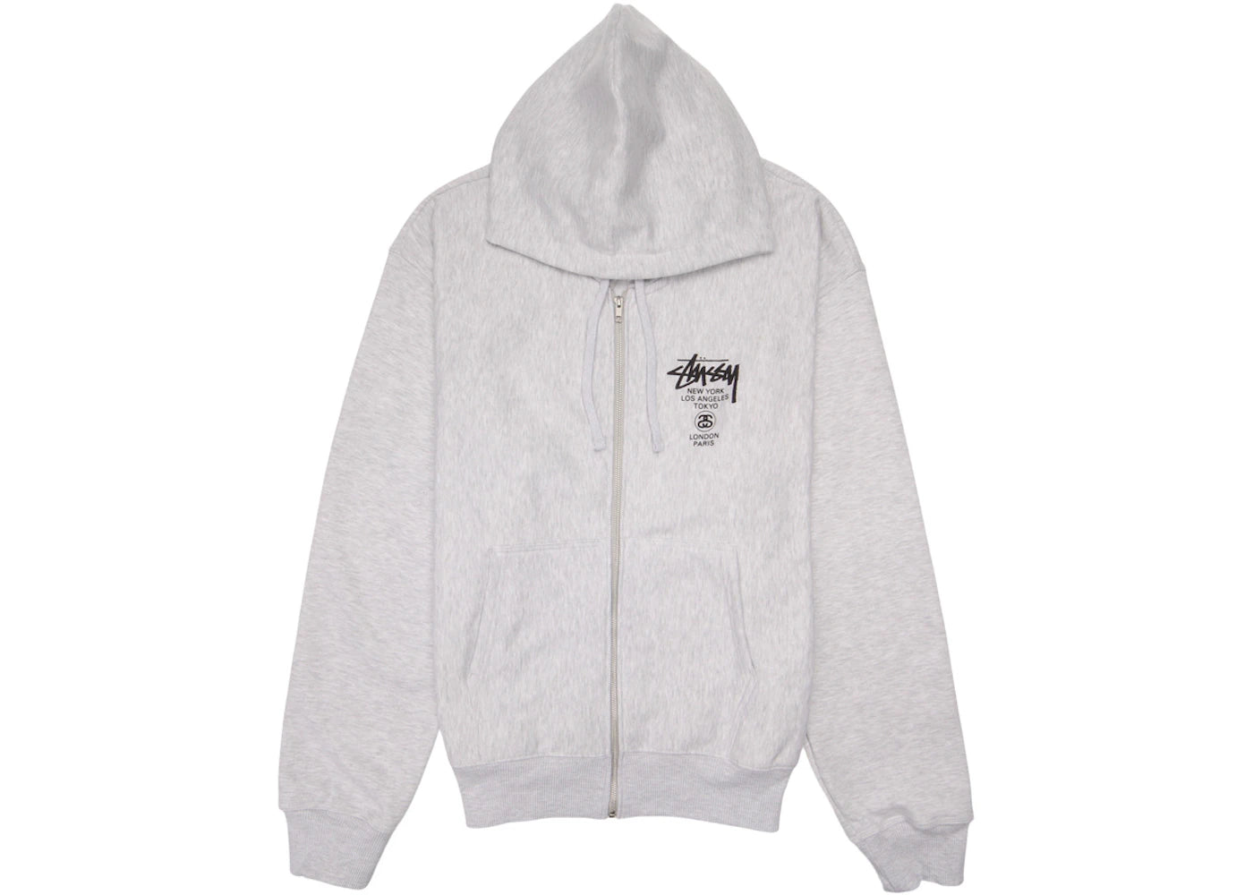 Stussy World Tour Zip Hoodie Ash Heather (FW22)