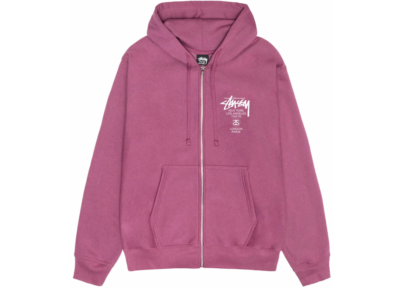 Stussy World Tour Zip Hoodie Berry