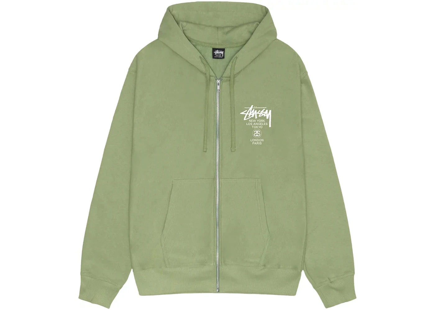 Stussy World Tour Zip Hoodie Moss