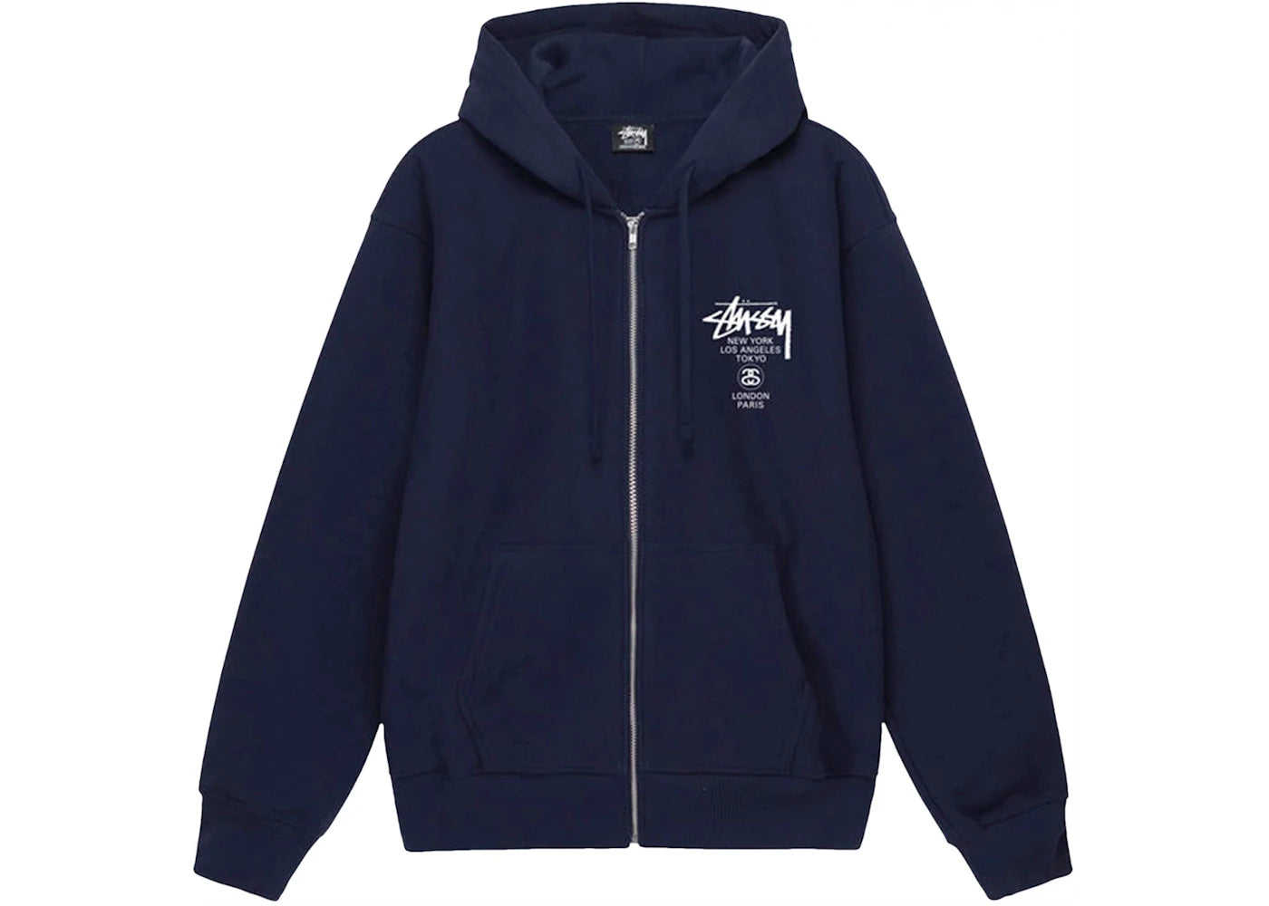 Stussy World Tour Zip Hoodie Navy (FW22)
