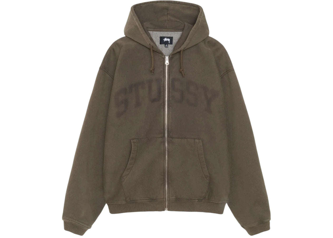 Stussy Zip Faded Graphic Hoodie Olive