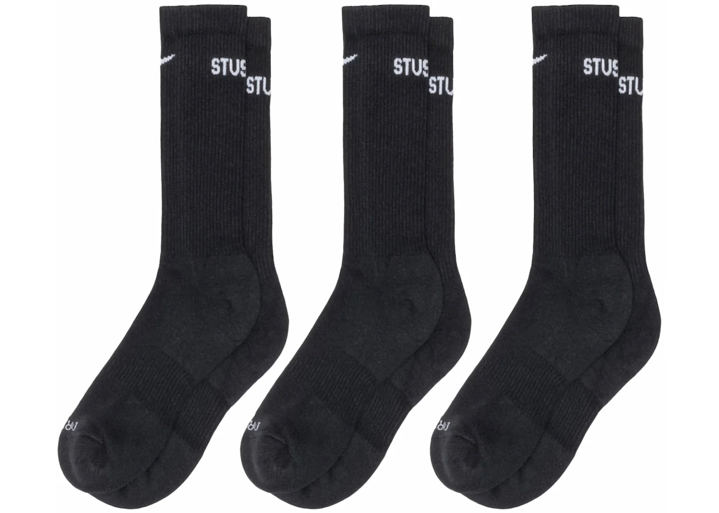Stussy x Nike Dri-FIT Crew Socks (3 Pack) Black