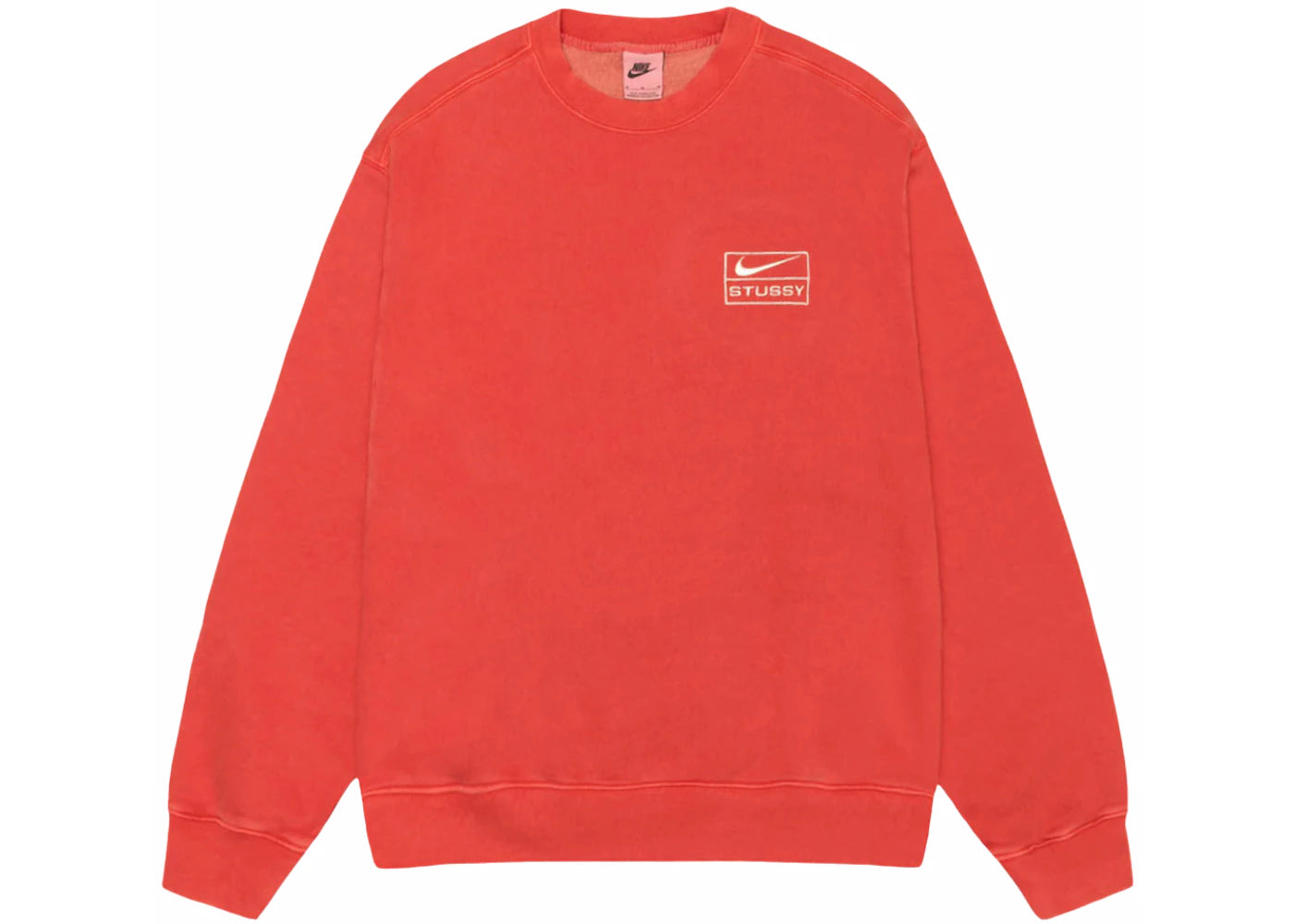 Stussy x Nike Pigment Dyed Fleece Crew Habanero Red