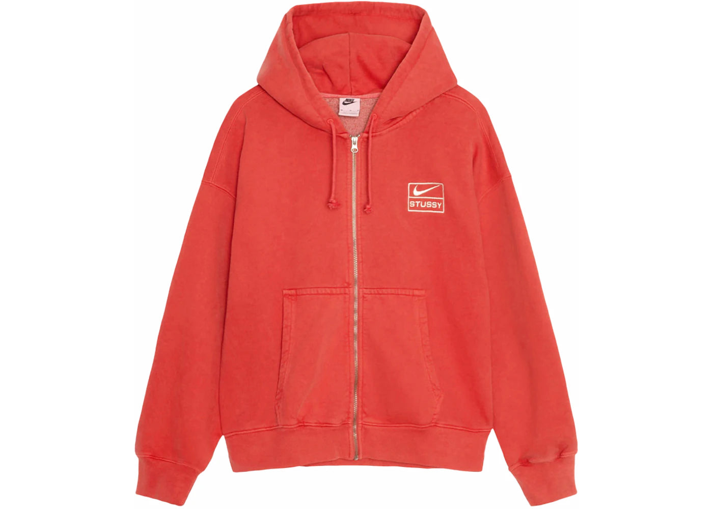 Stussy x Nike Pigment Dyed Fleece Zip Hoodie (Asia Sizing) Habanero Red