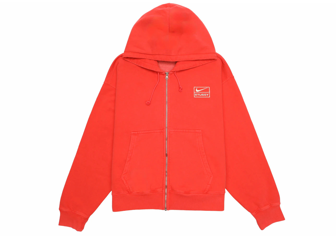 Stussy x Nike Pigment Dyed Fleece Zip Hoodie Habanero Red