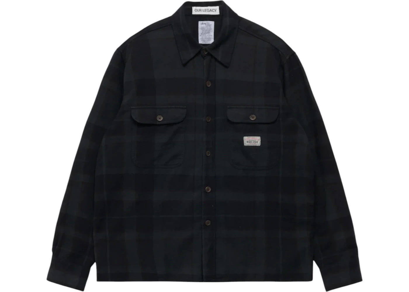 Stussy x Our Legacy Work Shop Country Shirt Overdye Black Flannel Check