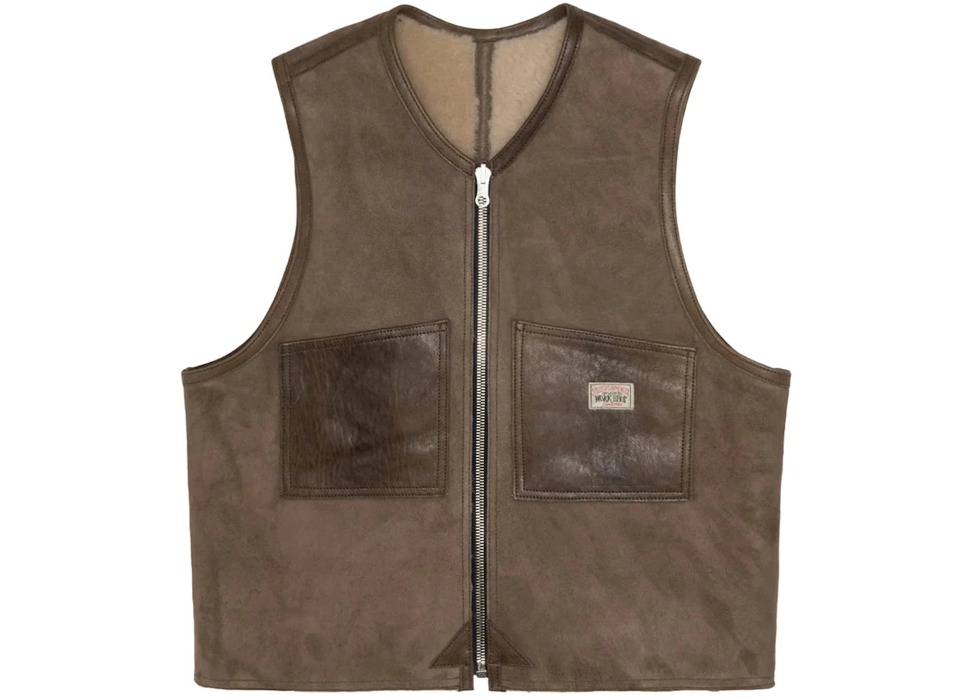 Stussy x Our Legacy Work Shop Reversible Shearling Vest Off White Shearling