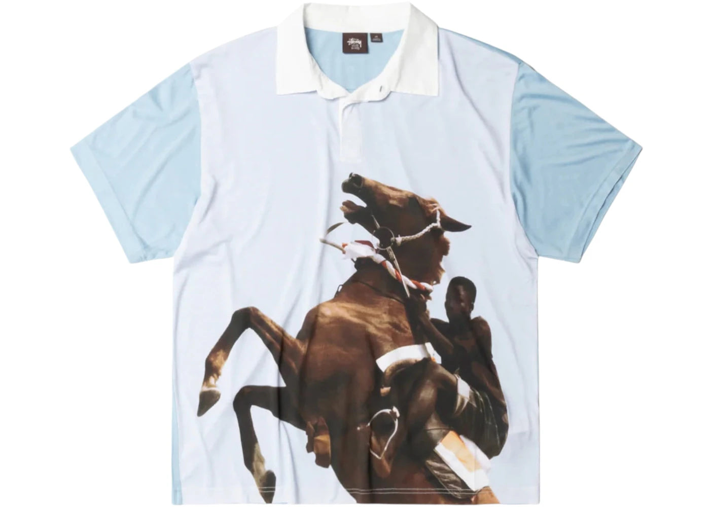 Stussy x Wales Bonner Silk Polo Blue