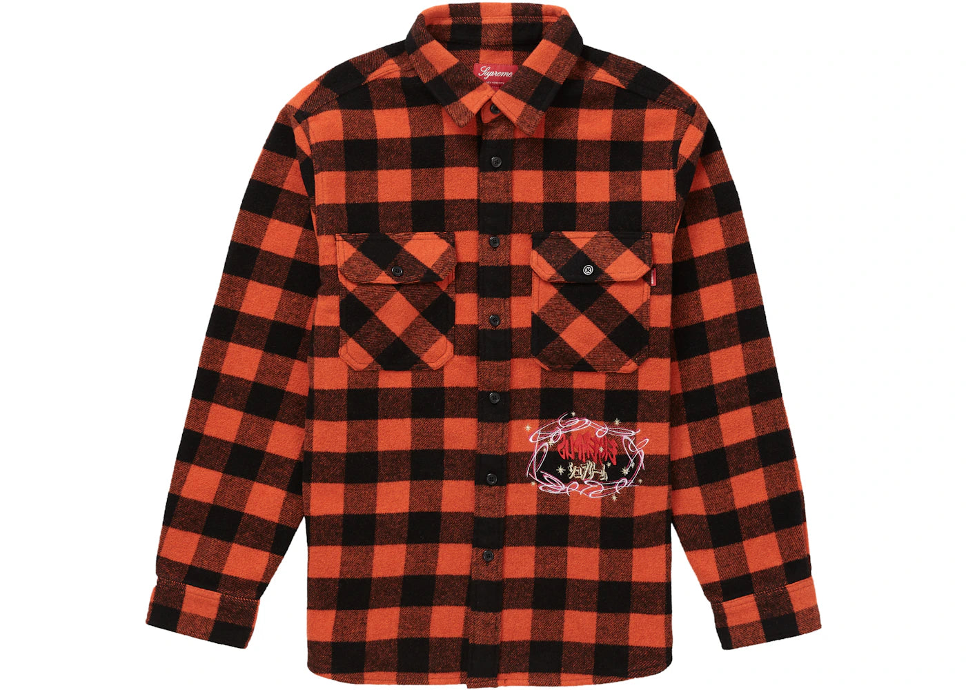 Supreme 1-800 Buffalo Plaid Shirt Orange