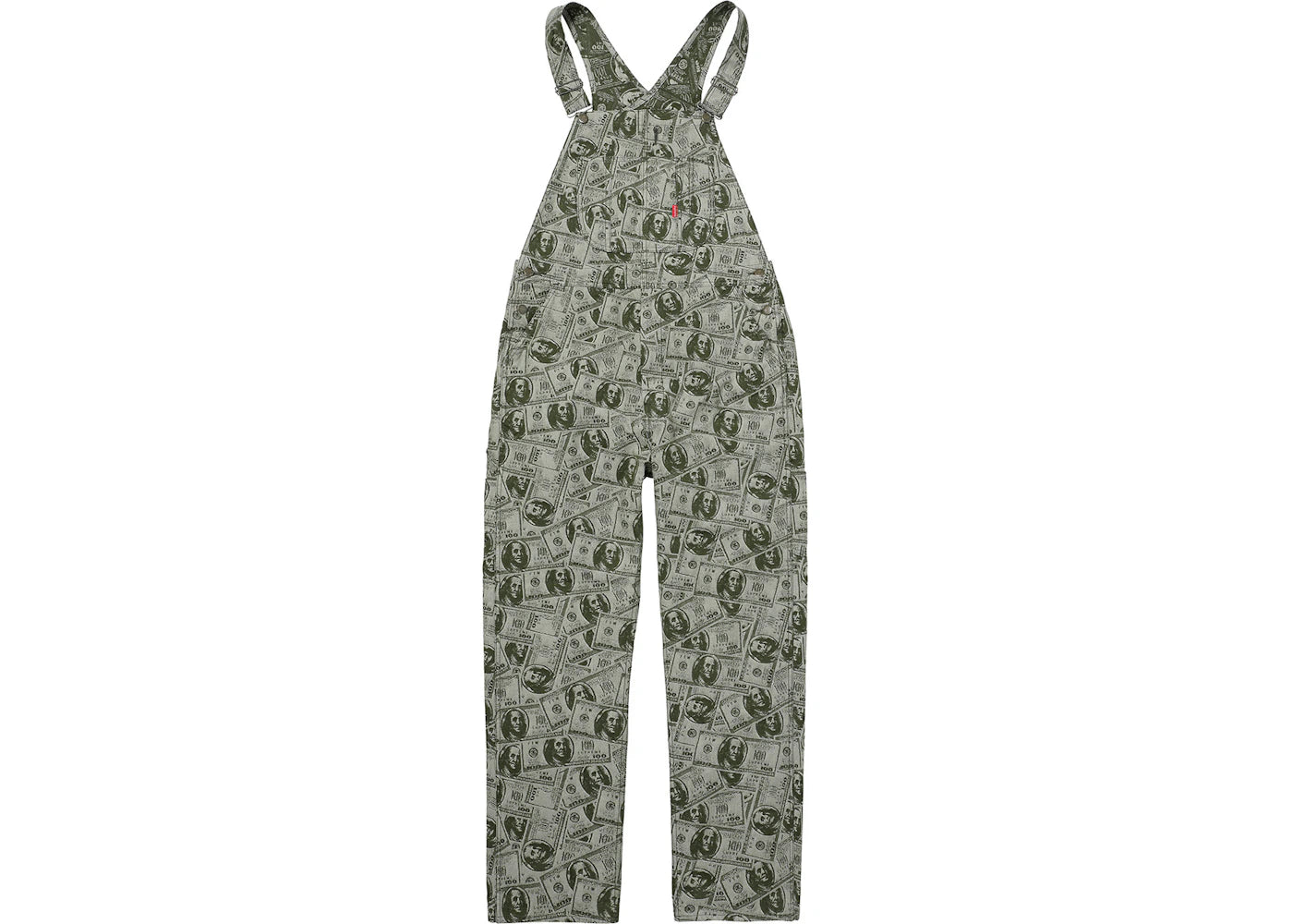 Supreme 100 Dollar Bill Overalls Green