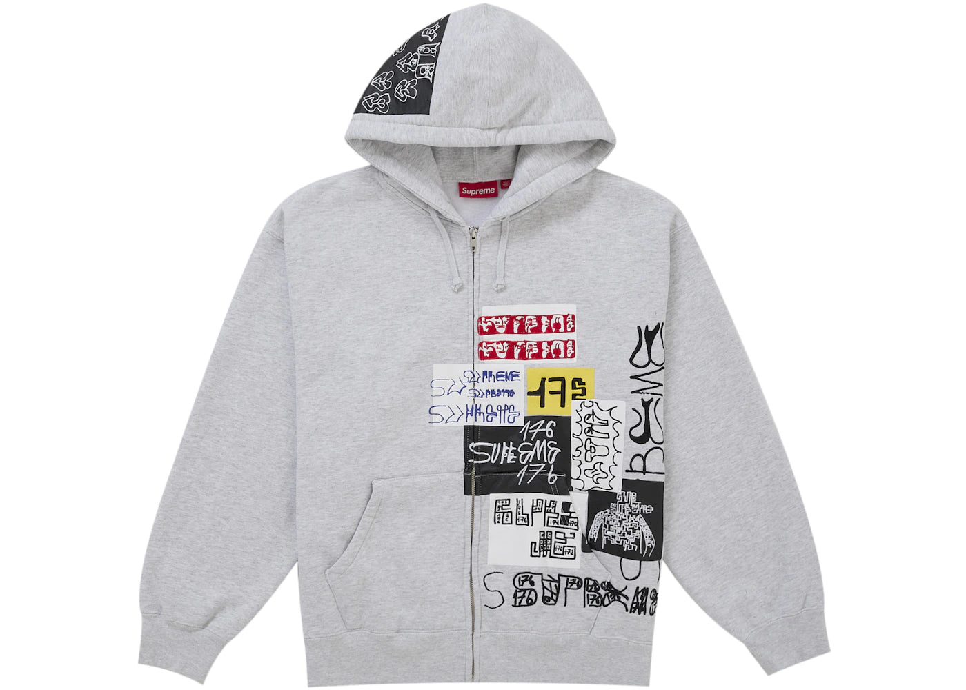 Supreme 176 Zip Up Hooded Sweatshirt Heather Grey
