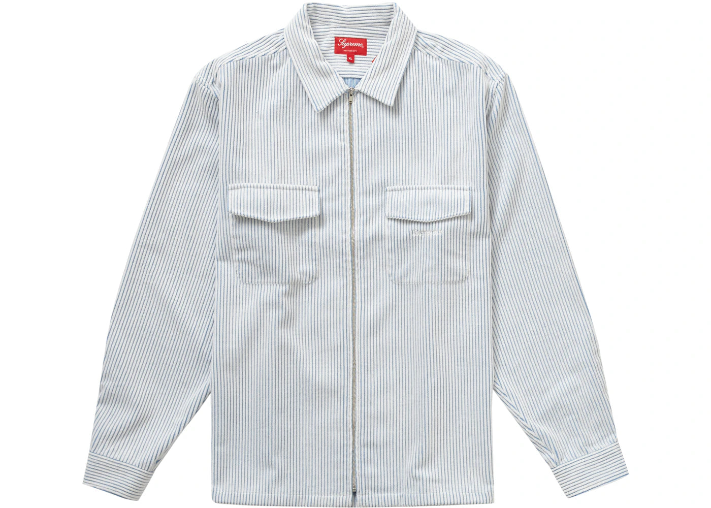 Supreme 2-Tone Corduroy Zip Up Shirt White
