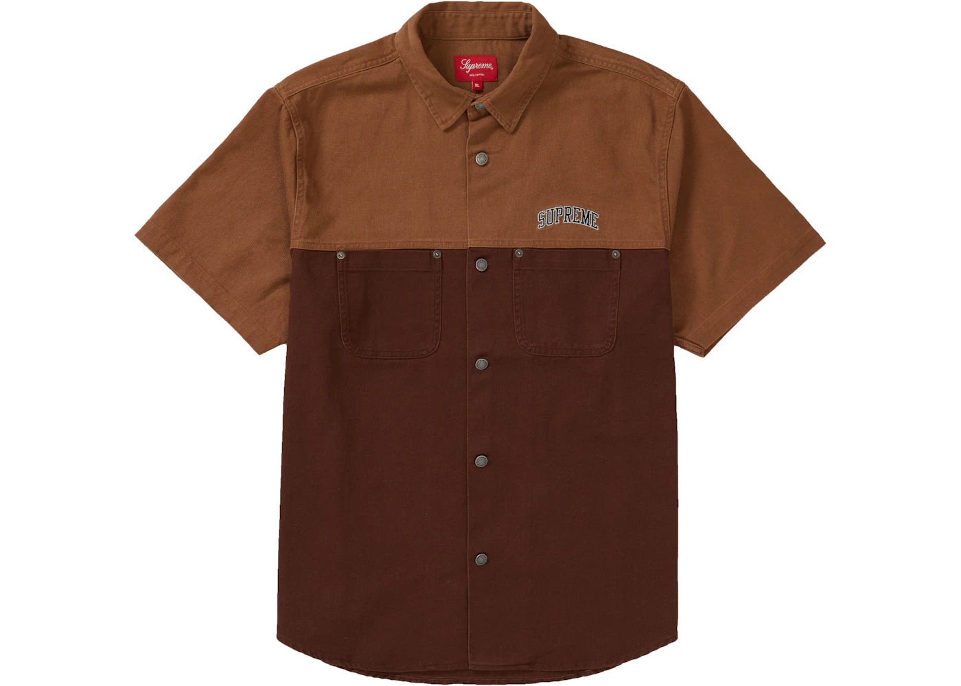 Supreme 2-Tone Denim S/S Shirt Brown