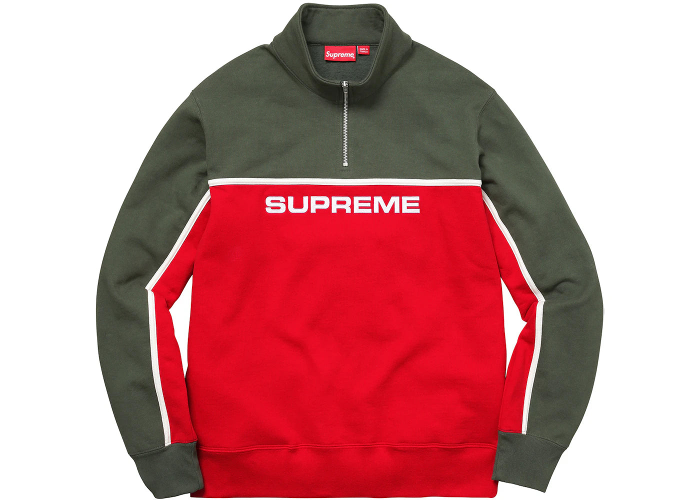 Supreme 2-Tone Half Zip Sweatshirt Red
