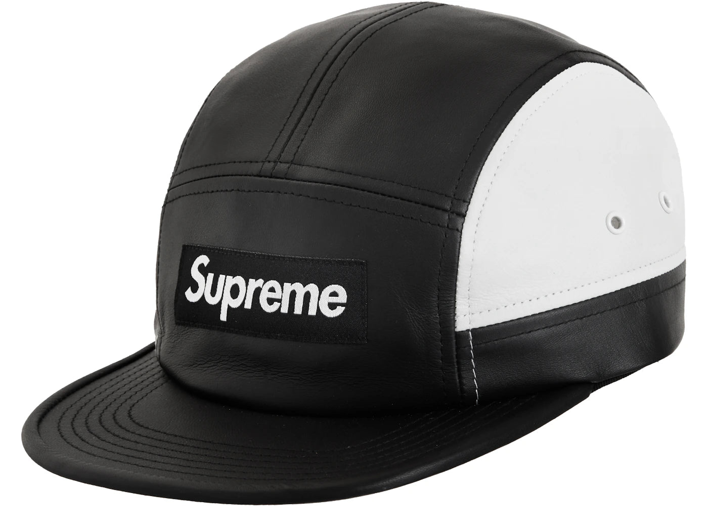Supreme 2-Tone Leather Camp Cap Black