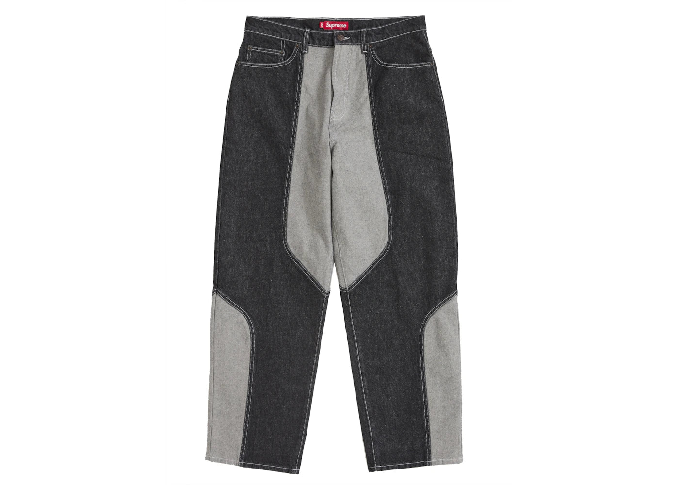 Supreme 2 Tone Paneled Baggy Jean Black