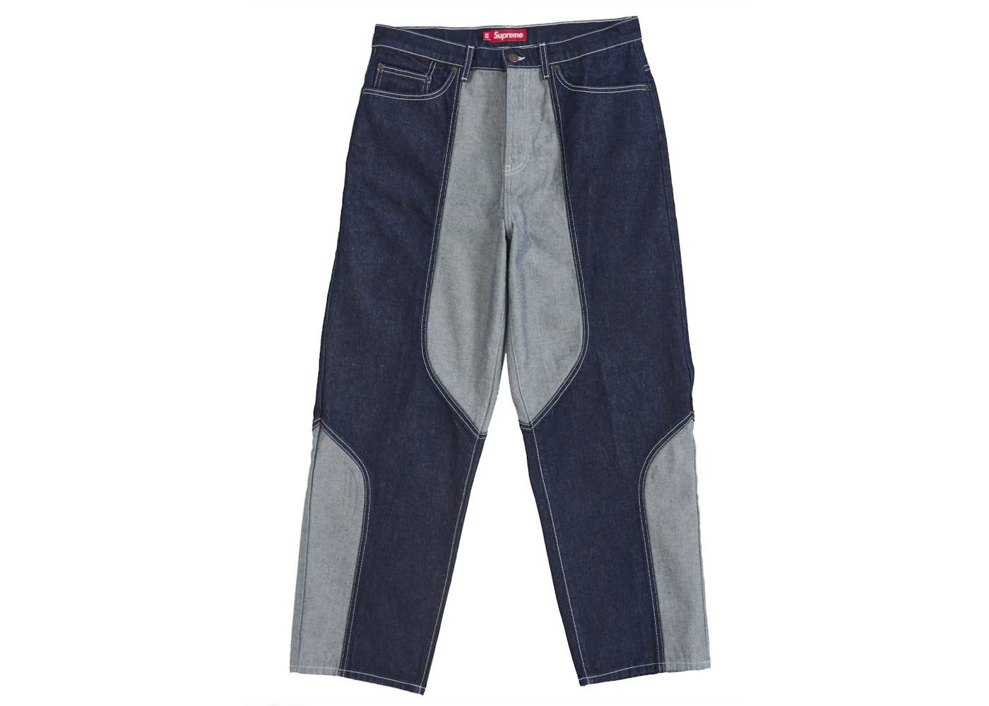 Supreme 2 Tone Paneled Baggy Jean Blue