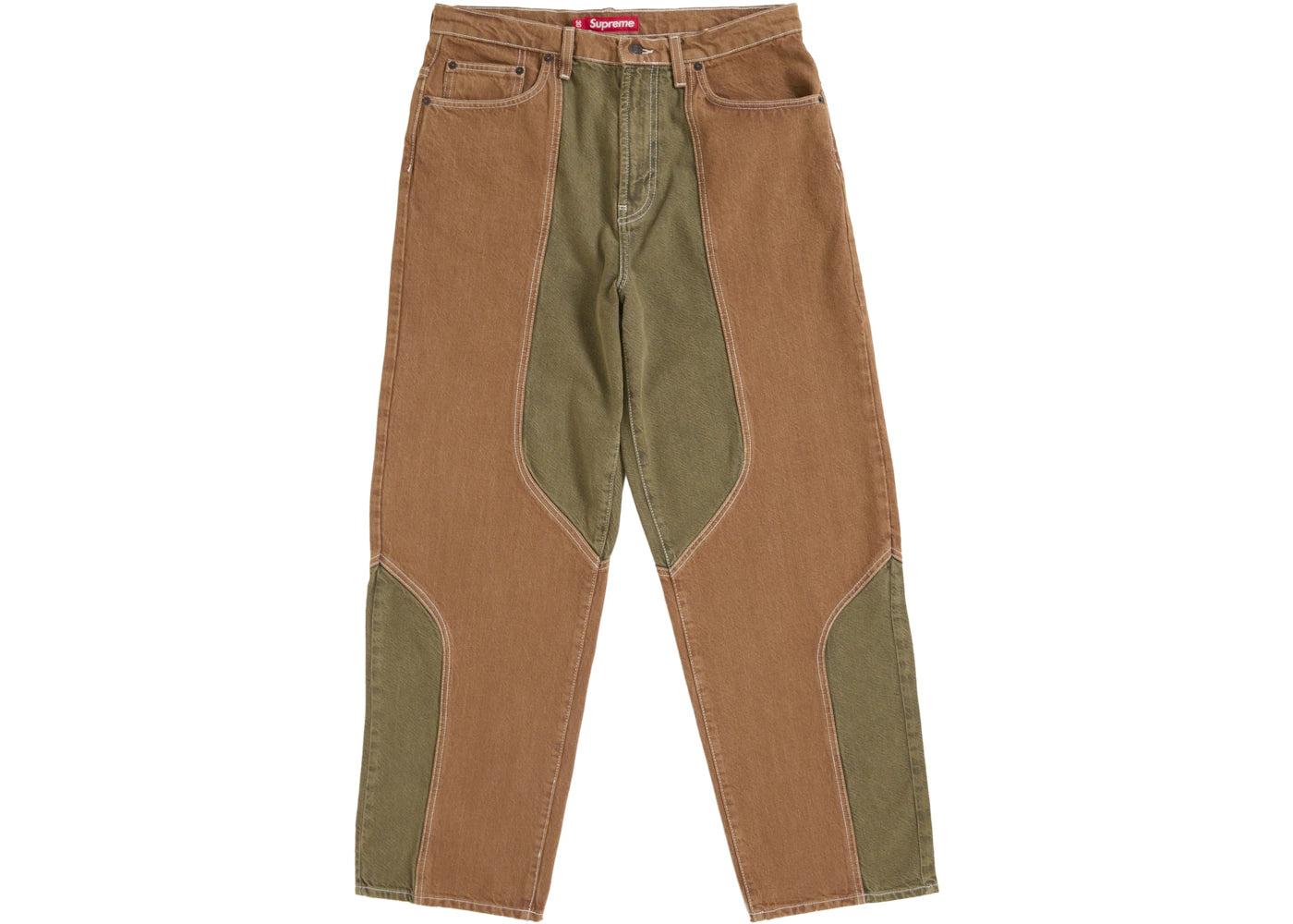 Supreme 2 Tone Paneled Baggy Jean Brown