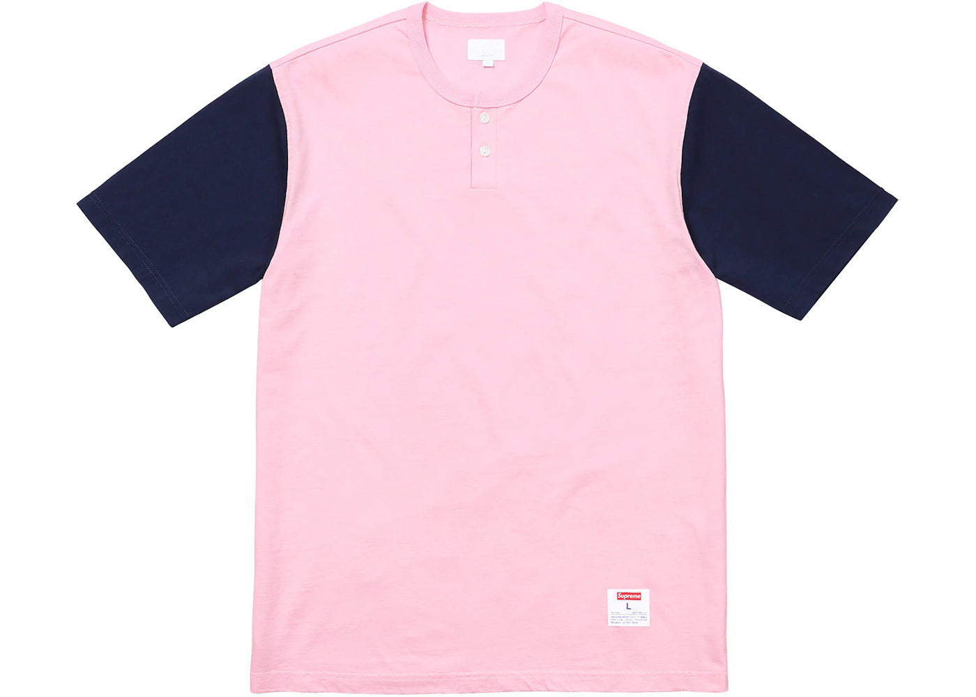 Supreme 2-Tone S/S Henley Light Pink