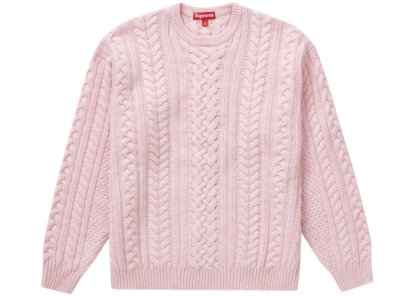 Supreme Appliqué Cable Knit Sweater Pink