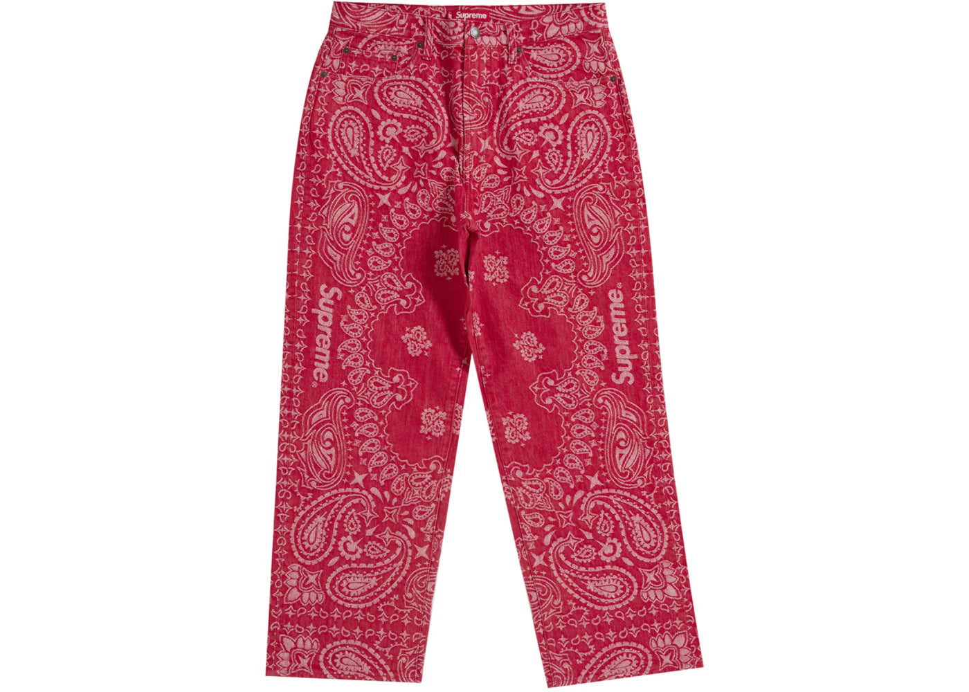 Supreme Bandana Jacquard Baggy Jean Red