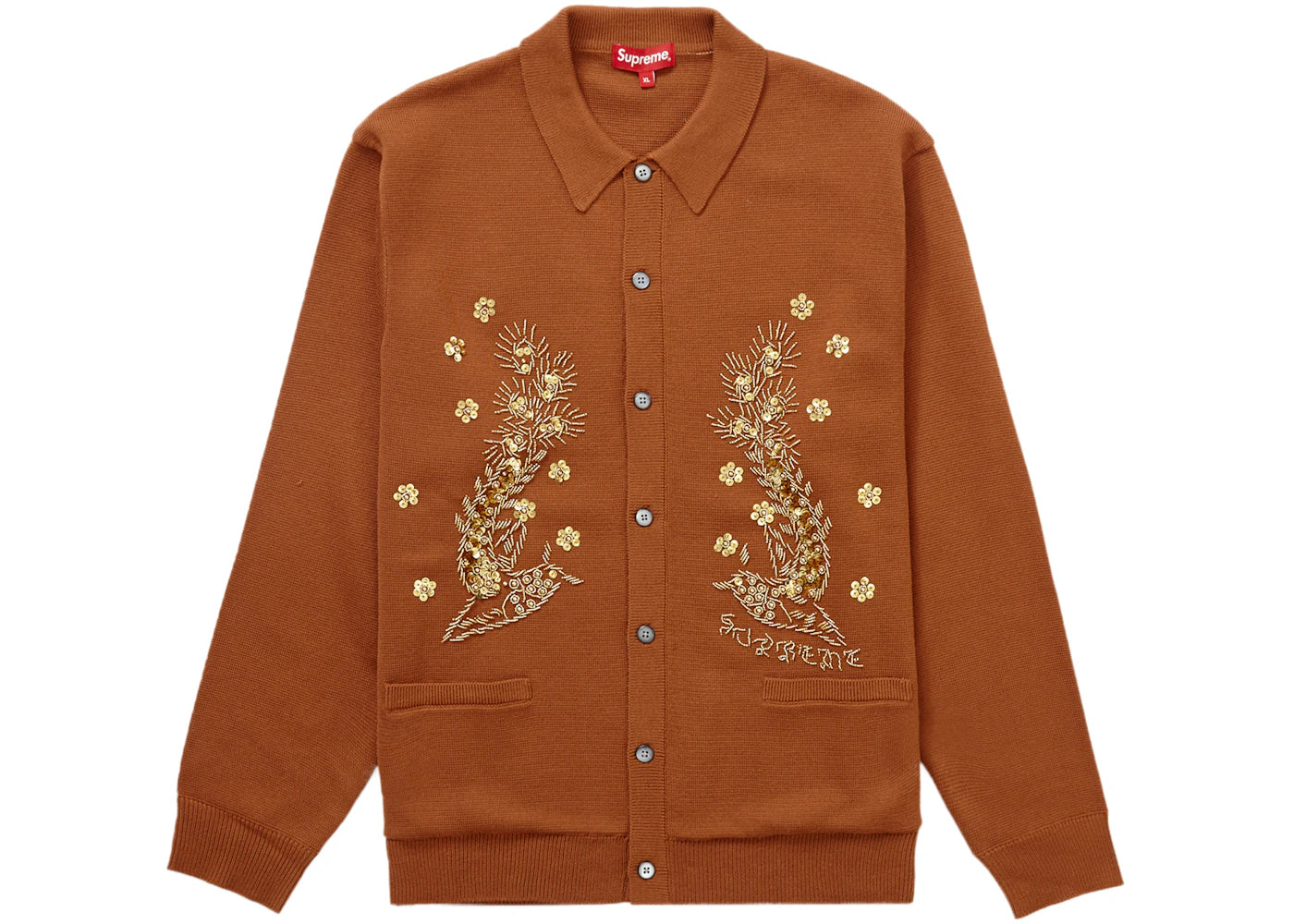 Supreme Beaded Applique Cardigan Rust