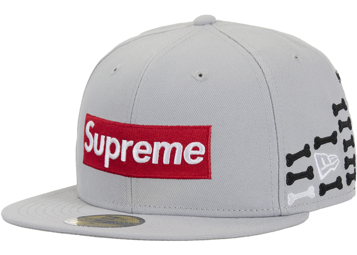 Supreme Bones Box Logo New Era 59Fifty Fitted Hat Grey