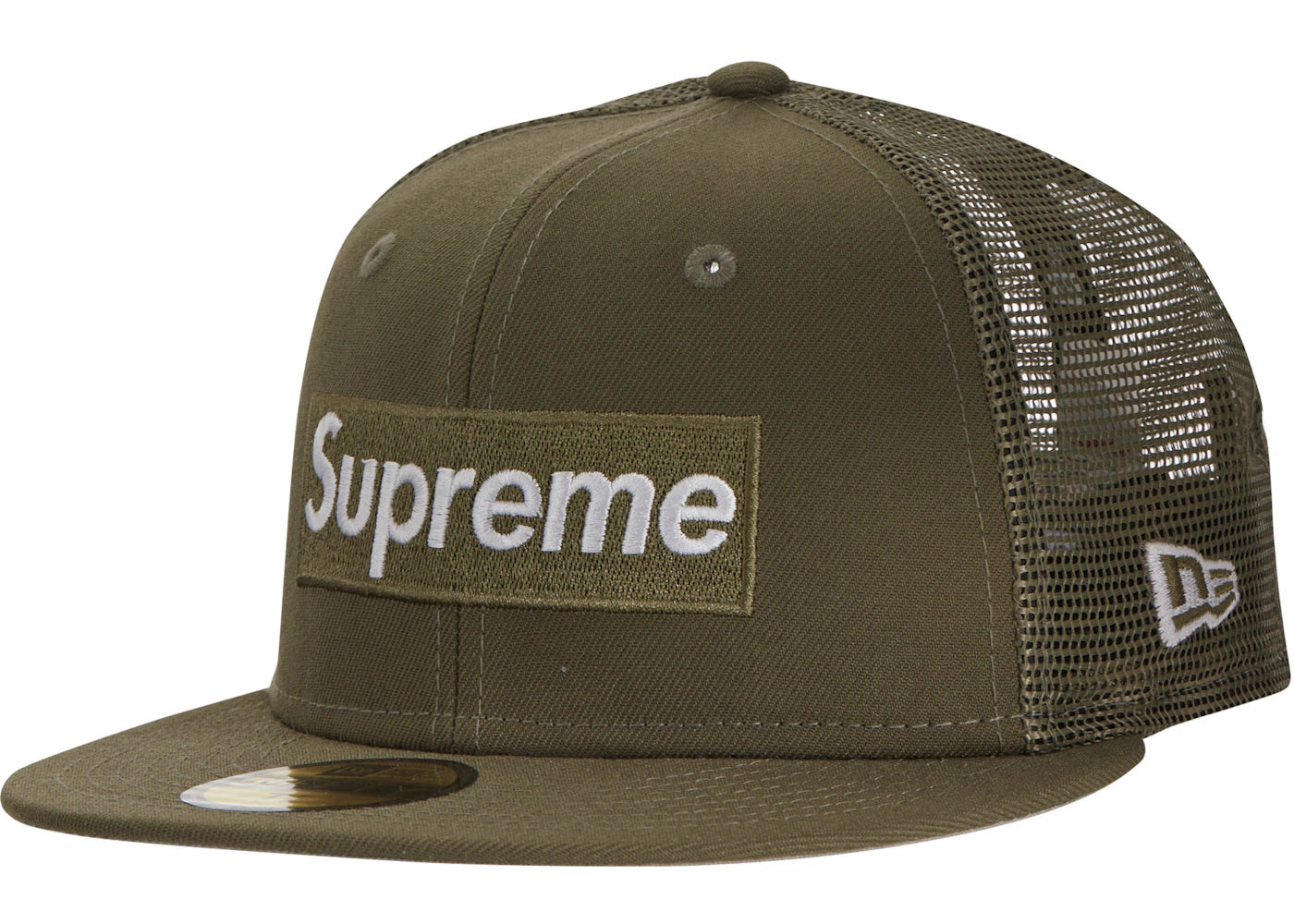 Supreme Box Logo Mesh Back New Era Hat (SS23) Olive