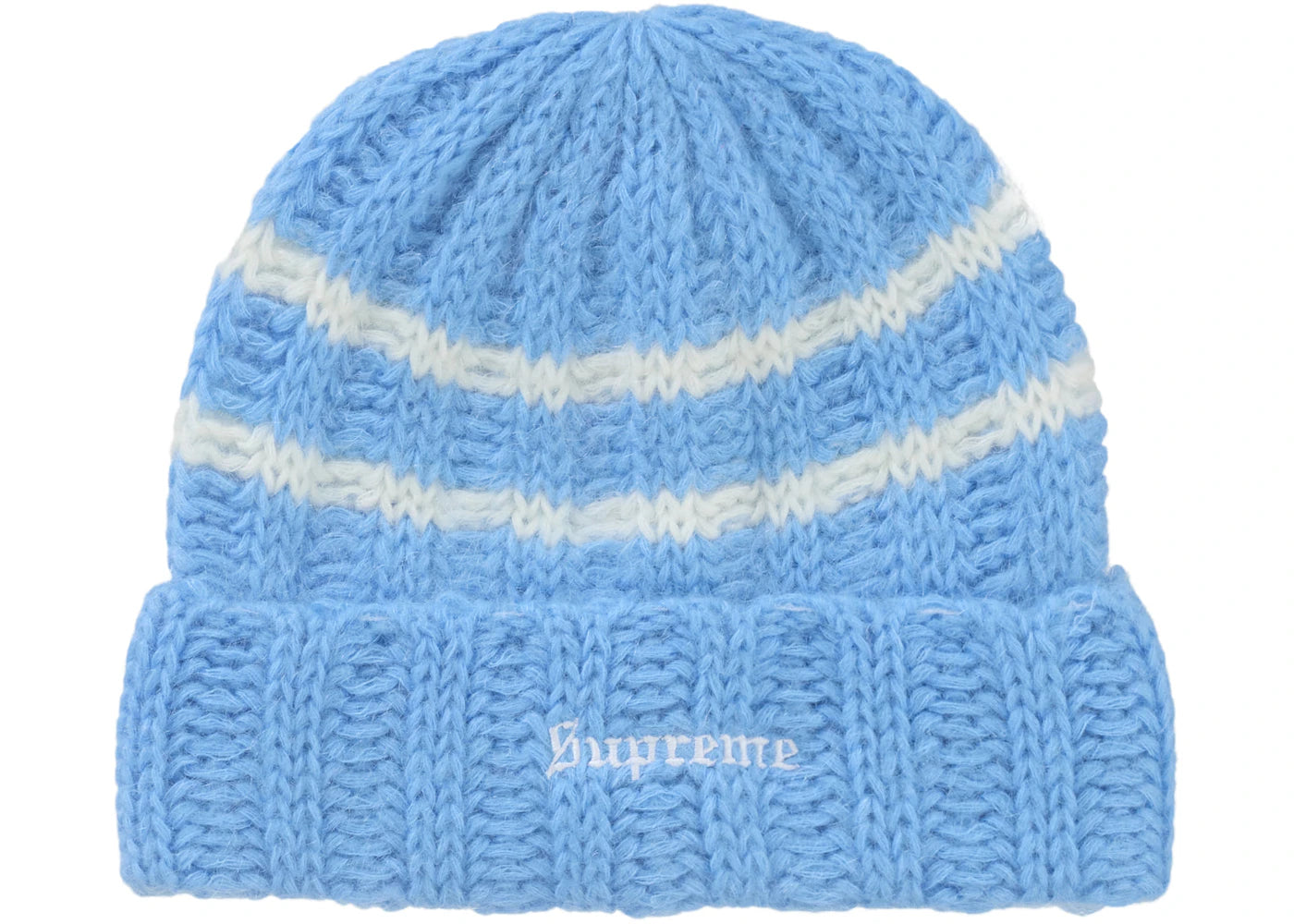 Supreme Brushed Stripe Beanie Light Blue