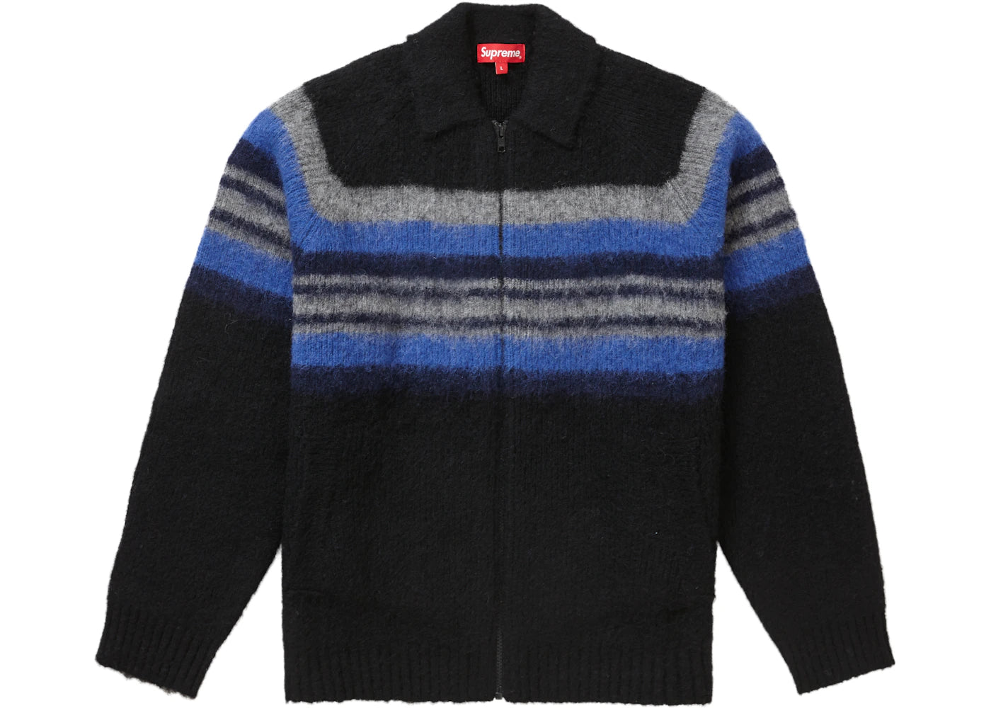 Supreme Brushed Wool Zip Up Sweater Black