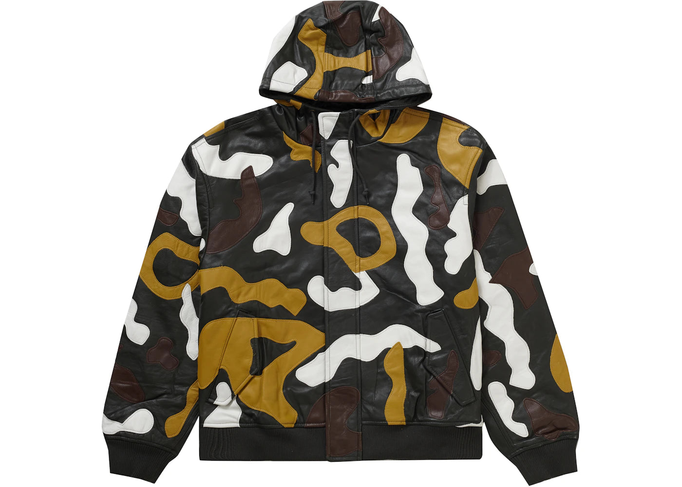 Supreme Camo Leather Hooded Jacket Green Camo