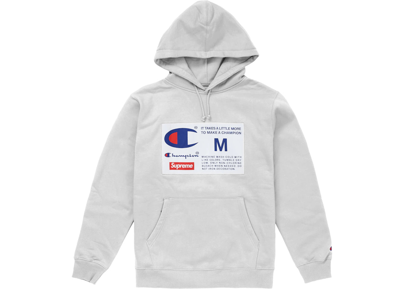 Supreme Champion Label Hooded Sweatshirt Ash Grey