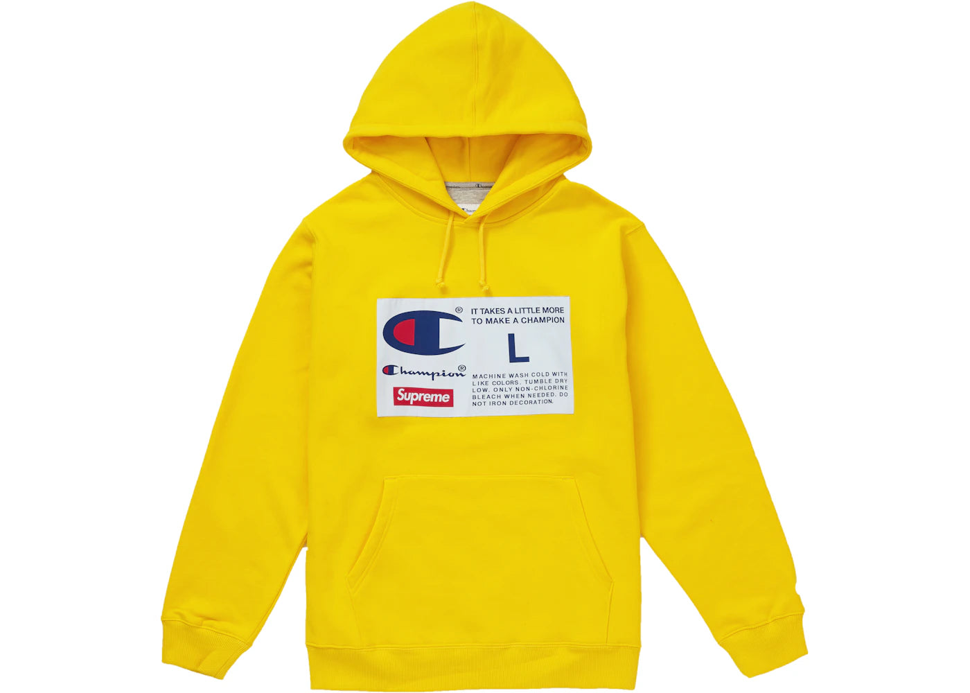Supreme Champion Label Hooded Sweatshirt Yellow