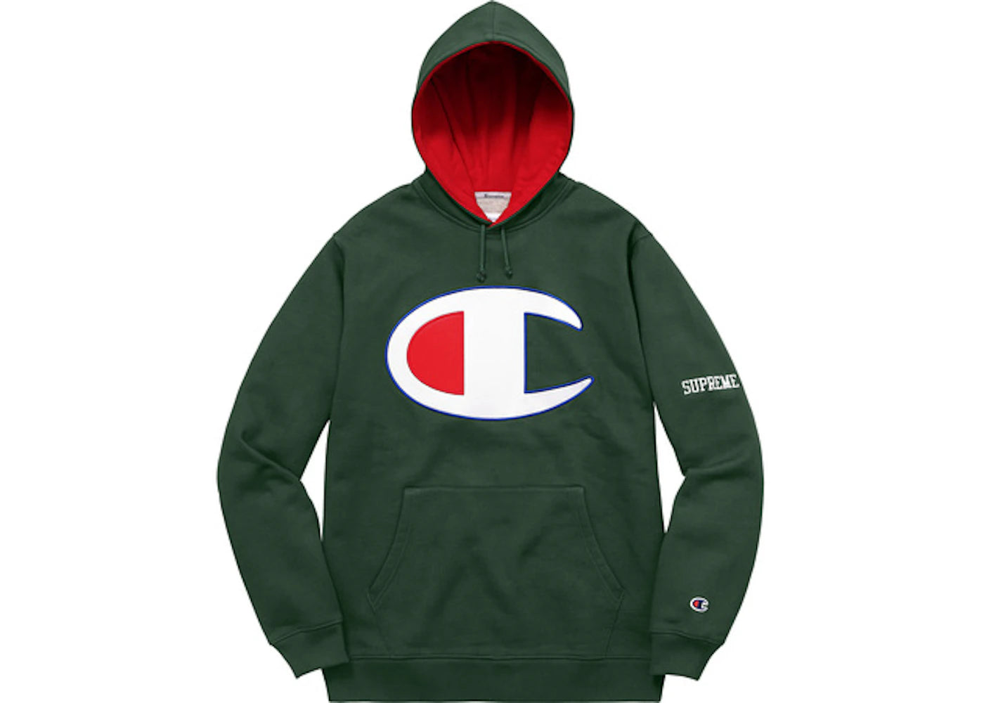 Supreme Champion Satin Logo Hoodie Dark Green