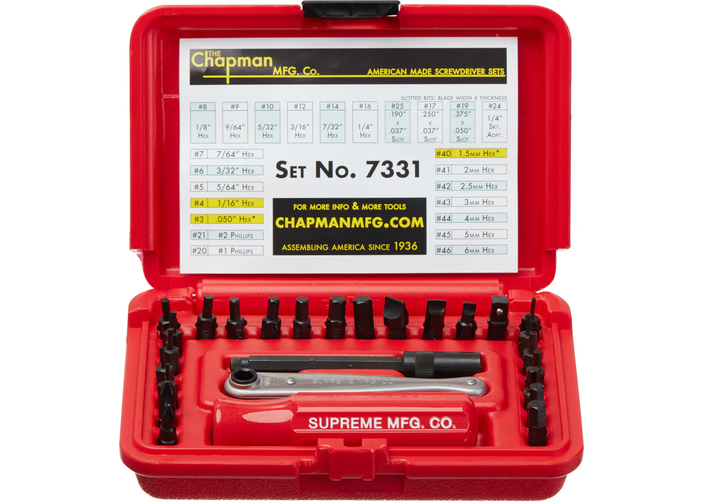 Supreme Chapman Screwdriver Set Red