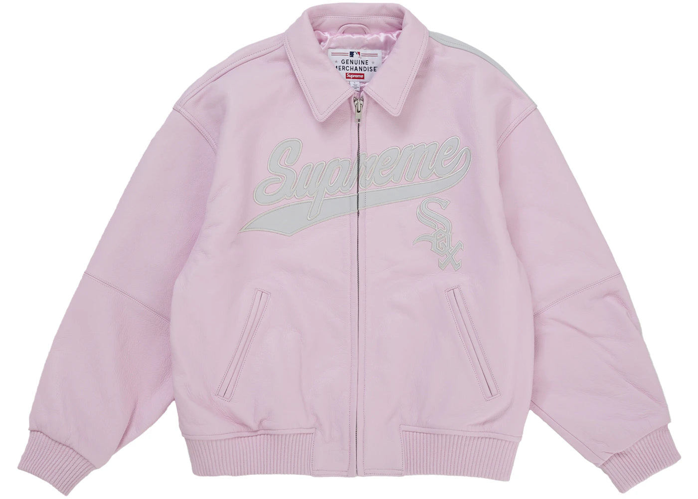 Supreme Chicago White Sox Leather Varsity Jacket Pink