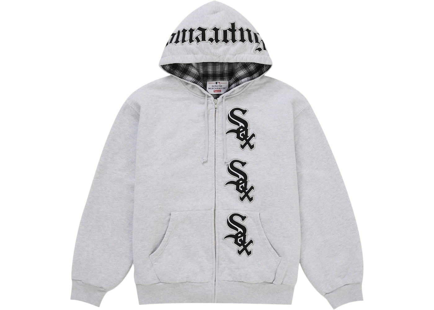 Supreme Chicago White Sox Zip Up Hooded Sweatshirt Grey