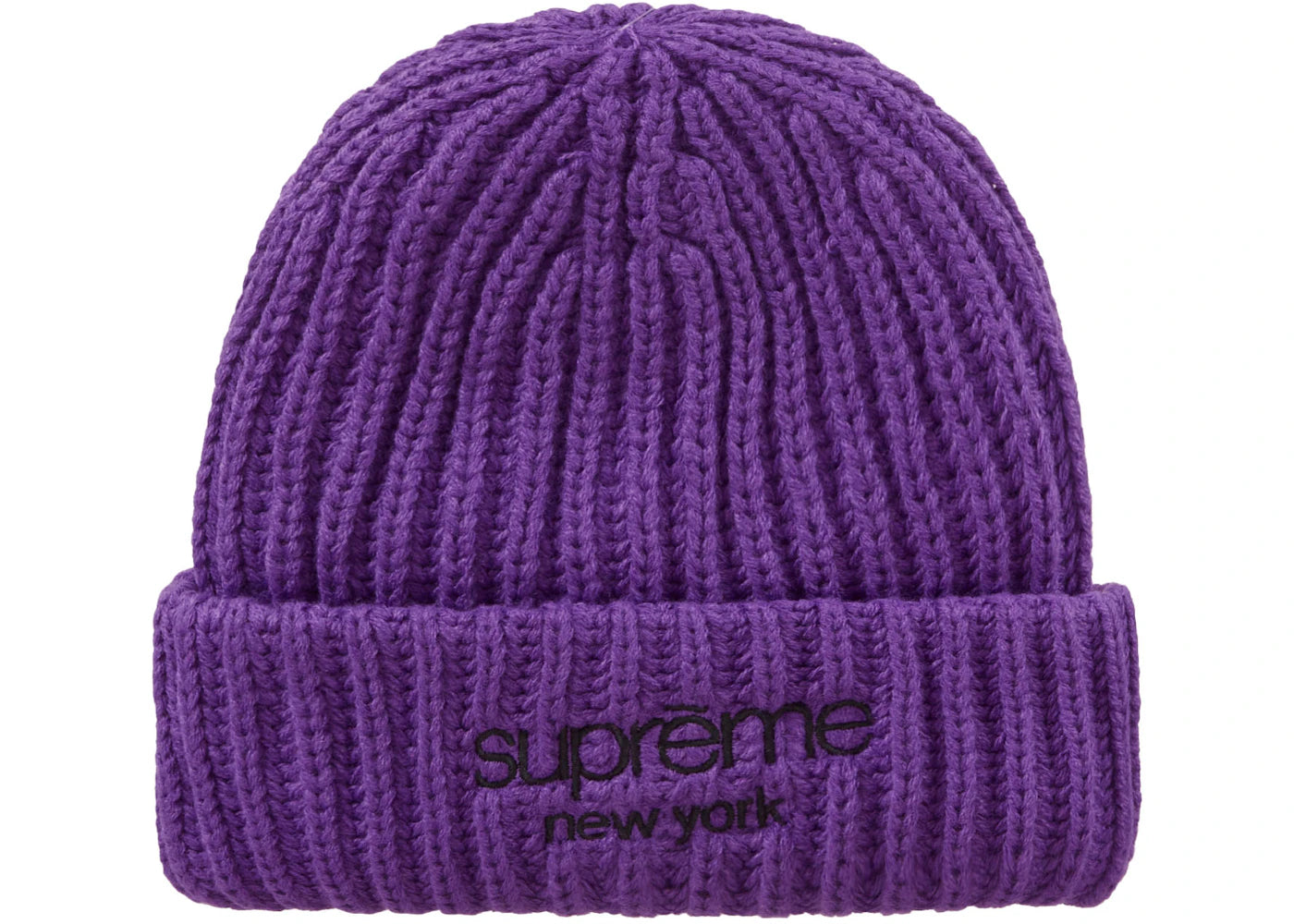 Supreme Classic Logo Chunky Ribbed Beanie Purple