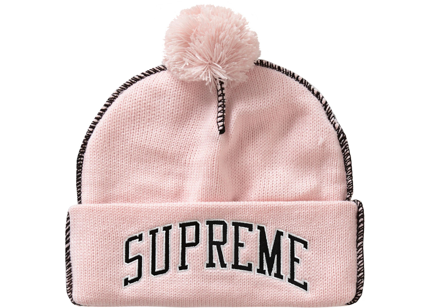 Supreme Contrast Stitch Beanie Light Pink