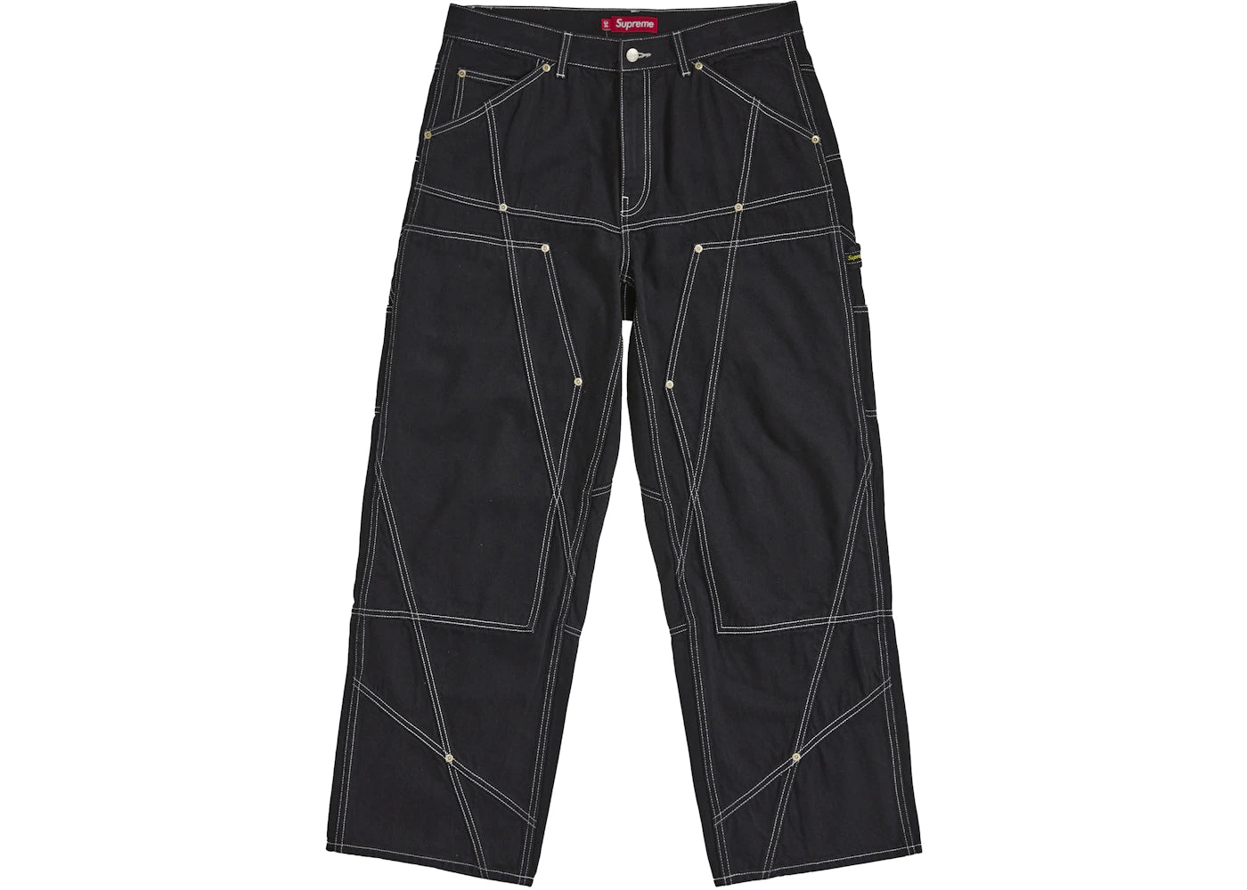 Supreme Contrast Stitch Double Knee Painter Jean Rigid Black