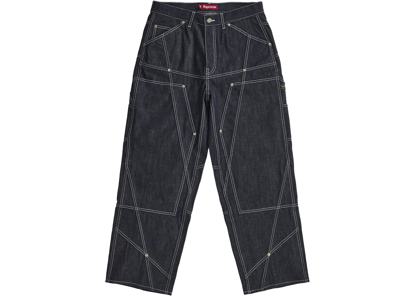 Supreme Contrast Stitch Double Knee Painter Jean Rigid Indigo