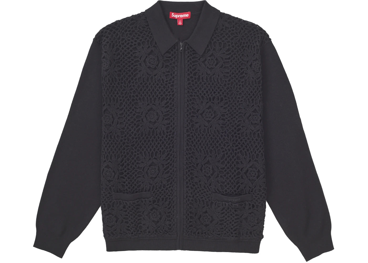 Supreme Crochet Zip Up Cardigan Black